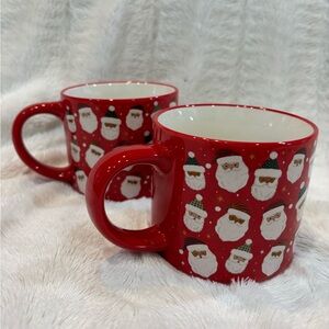 Set of two ceramic Christmas Elum home Santa mugs
